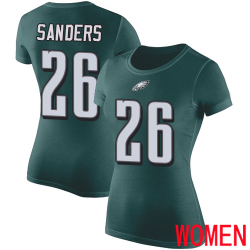 Women Philadelphia Eagles #26 Miles Sanders Green Rush Pride Name and Number NFL T Shirt->women nfl jersey->Women Jersey